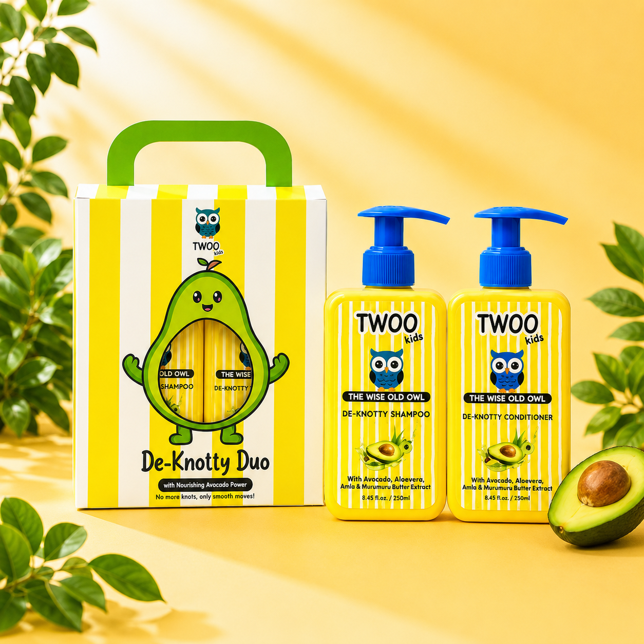 TWOO Kidz De-Knotty Duo Hair Care Combo | Shampoo & Conditioner for Smooth Tangle-Free Hair | Age 3+ | Combo Pack