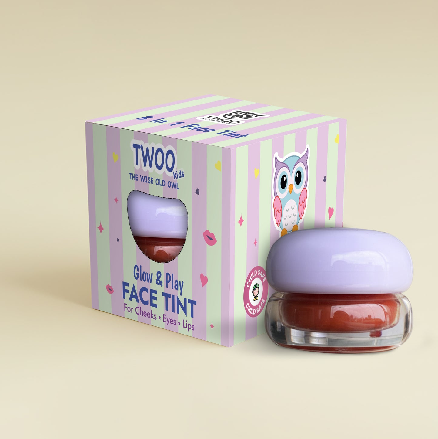 TWOO Kidz 3-in-1 Face Tint for Kids | Shadow Plum Lip Cheek & Eye Tint | Age 3+ | 5 g