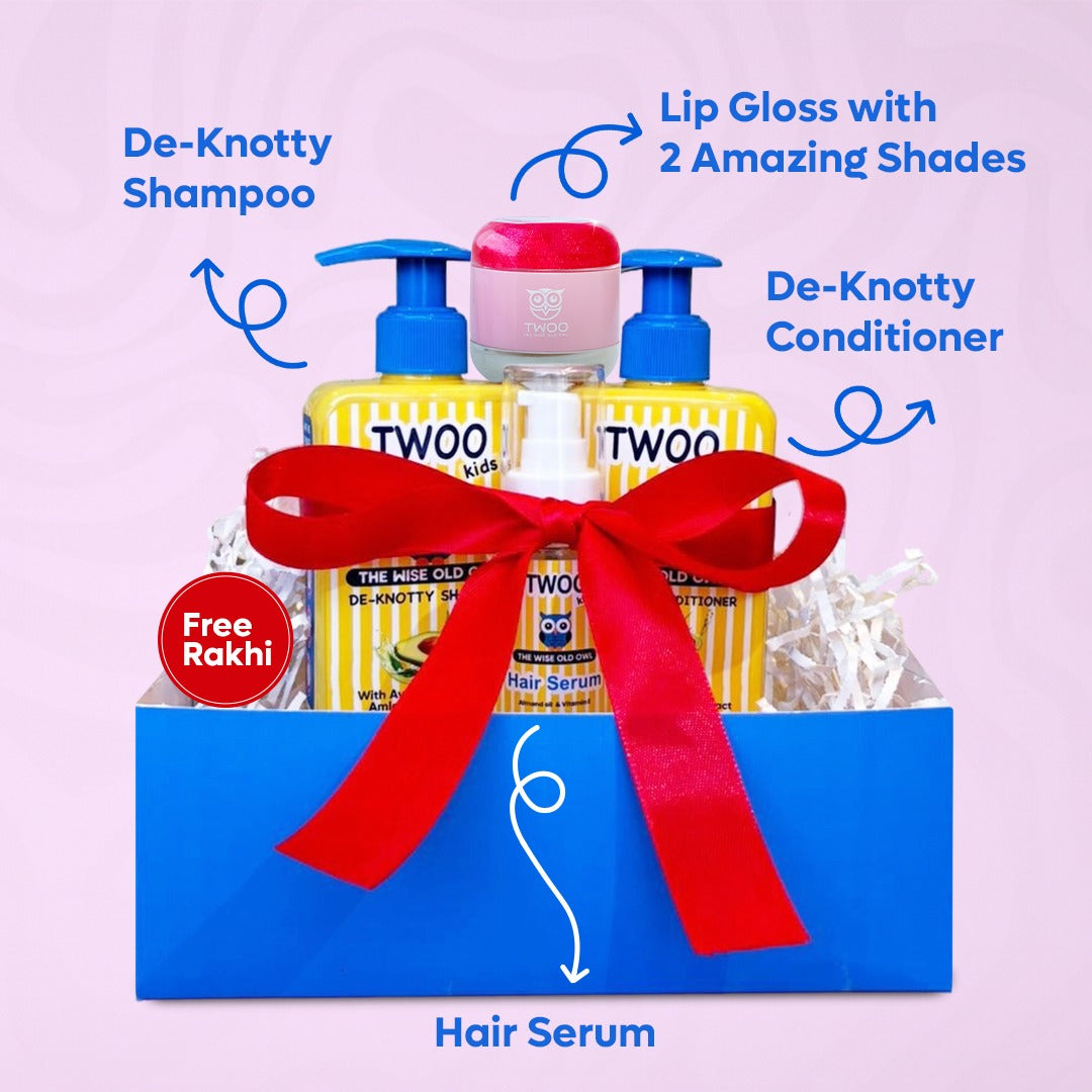 Sparkle & Smooth Set (De-Knotty Shampoo, De-Knotty Conditioner, Hair Serum & Pout Pout About Lip Gloss Dual Shade)
