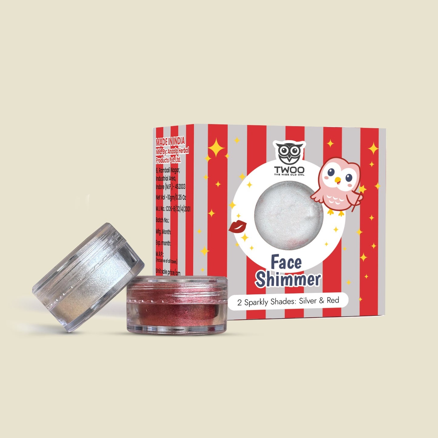 TWOO Kidz Face Shimmer for Kids | Gentle Glitter Makeup for Face & Body | Age 3+ | 1 Pack