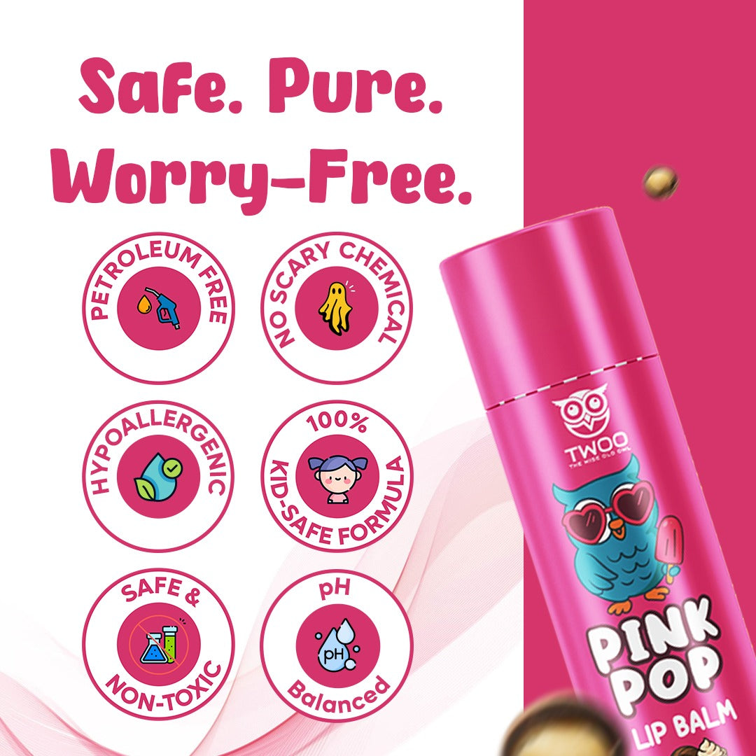 TWOO Kidz Pink Pop Lip Balm – Shea Butter | Tinted Moisture | 5g