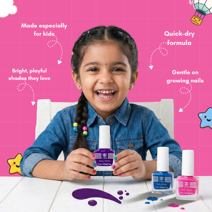 TWOO Kidz Nail Pops for Kids | Brave Blue Non-Toxic Nail Paint | Age 3+ | 5 ml