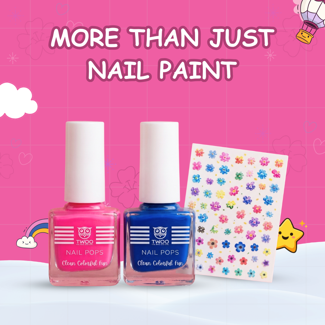 TWOO Kidz More Than Just Nail Paint Kit | Kids Nail Art & Play Makeup Set | Age 3+ | 1 Kit