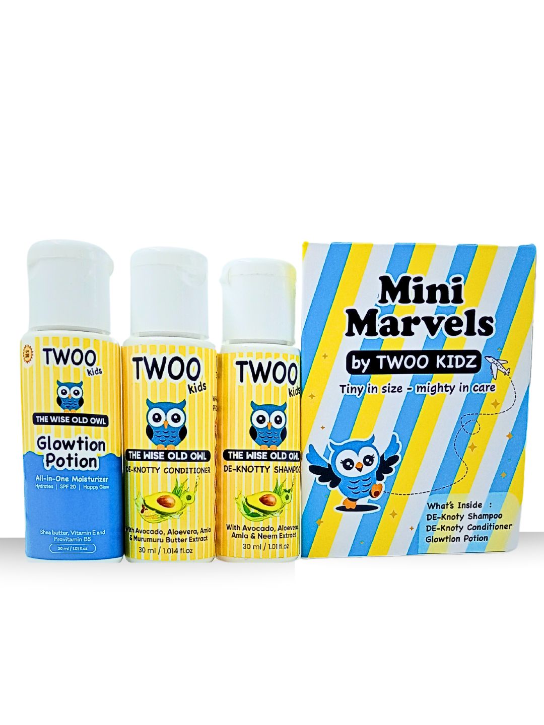 PROFESSIONAL MINI MARVELS KIT: De-Knotty shampoo, De-Knotty Conditioner & Glowtion Potion (30ml*3)