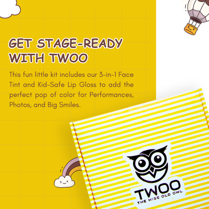 TWOO Kidz Annual Day Makeup Kit for Kids | Easy-to-Remove Kids Glam & Performance Kit | Age 3+ | 1 Kit