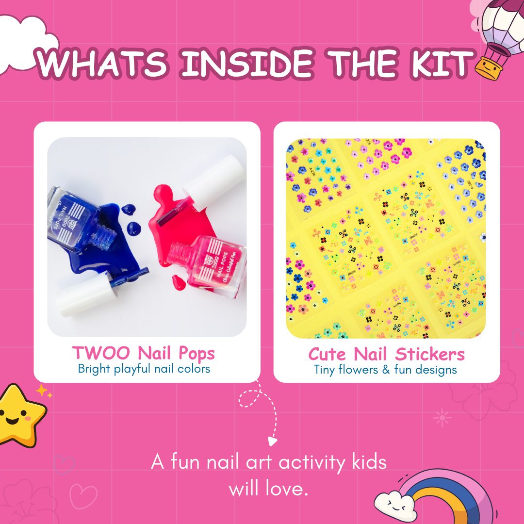 TWOO Kidz More Than Just Nail Paint Kit | Kids Nail Art & Play Makeup Set | Age 3+ | 1 Kit