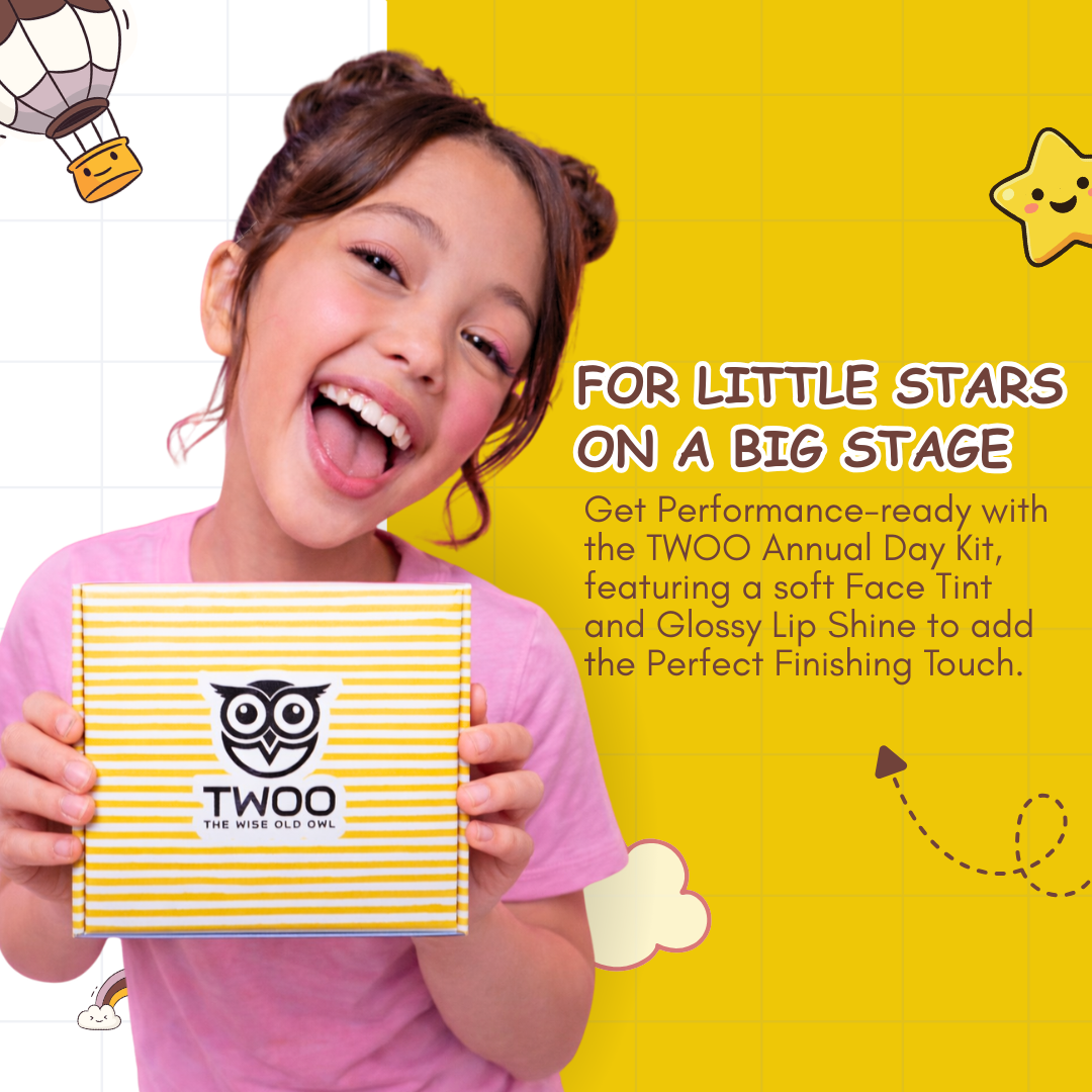 TWOO Kidz Annual Day Makeup Kit for Kids | Easy-to-Remove Kids Glam & Performance Kit | Age 3+ | 1 Kit
