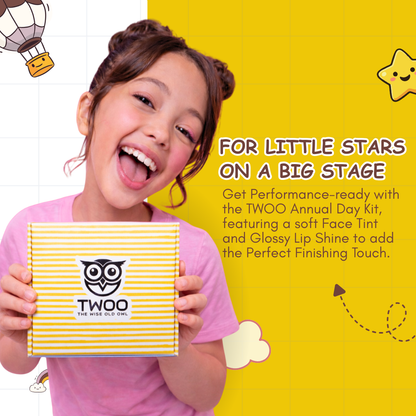 TWOO Kidz Annual Day Makeup Kit for Kids | Easy-to-Remove Kids Glam & Performance Kit | Age 3+ | 1 Kit