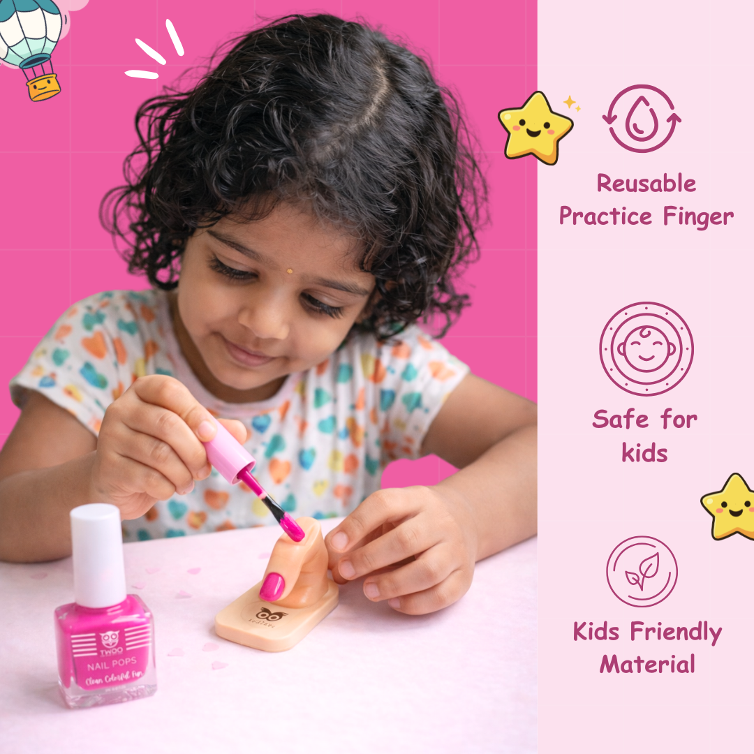 TWOO Kidz Practice Makes Perfect Nail Kit | Beginner-Friendly Nail Art Set for Kids | Age 3+ | 1 Kit