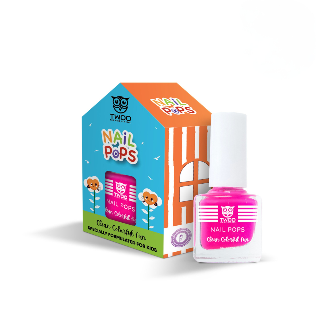 TWOO Kidz Nail Pops for Kids | Glam Girl Pink Non-Toxic Nail Paint | Age 3+ | 5 ml