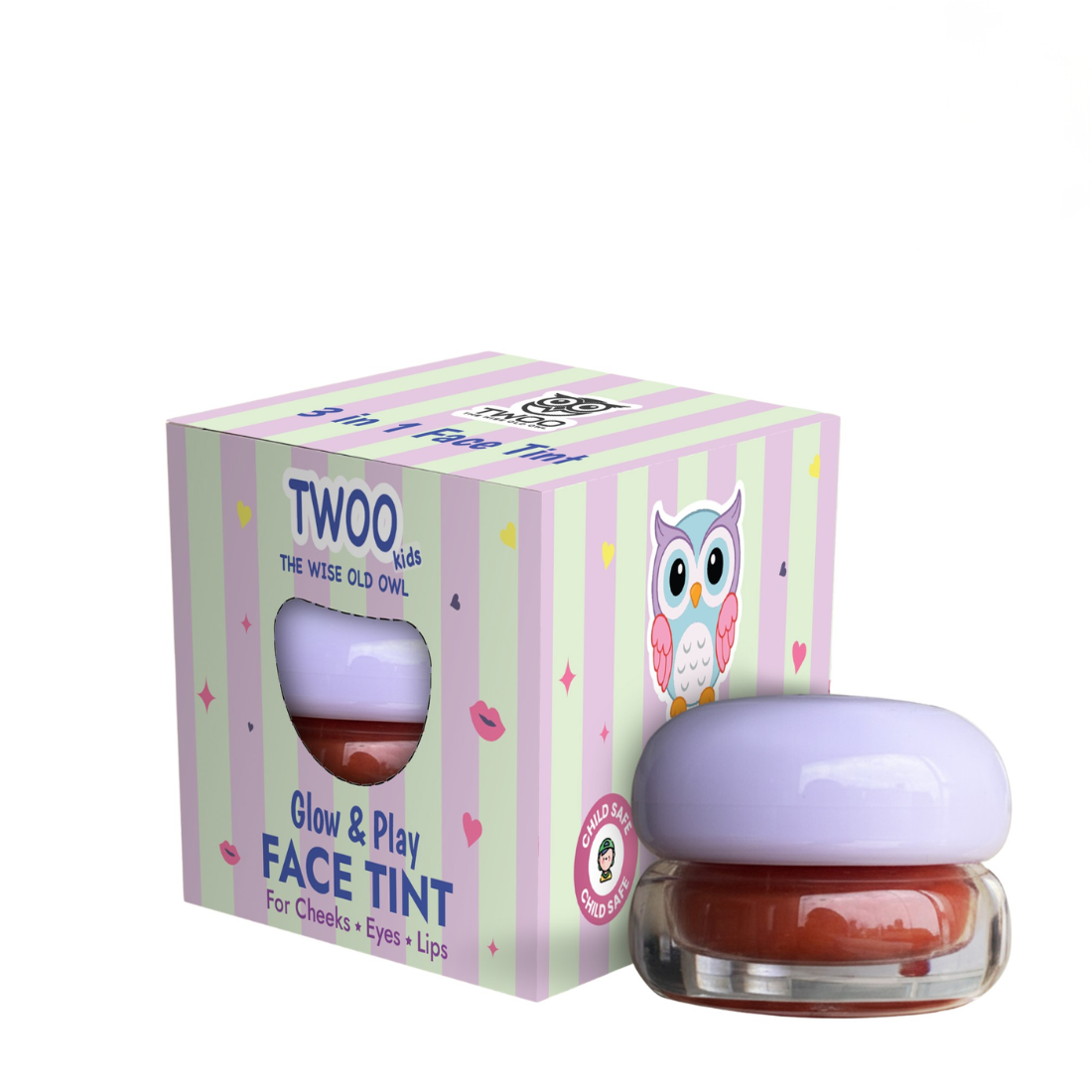 TWOO Kidz 3-in-1 Face Tint for Kids | Shadow Plum Lip Cheek & Eye Tint | Age 3+ | 5 g