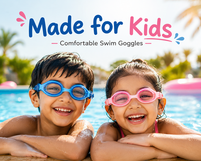 TWOO Kidz Swim Goggles for Kids 3+ Years | Anti-Fog Swimming Goggles with Soft Cloth & Silicone Straps | Adjustable Kids Swim Goggles for Boys & Girls