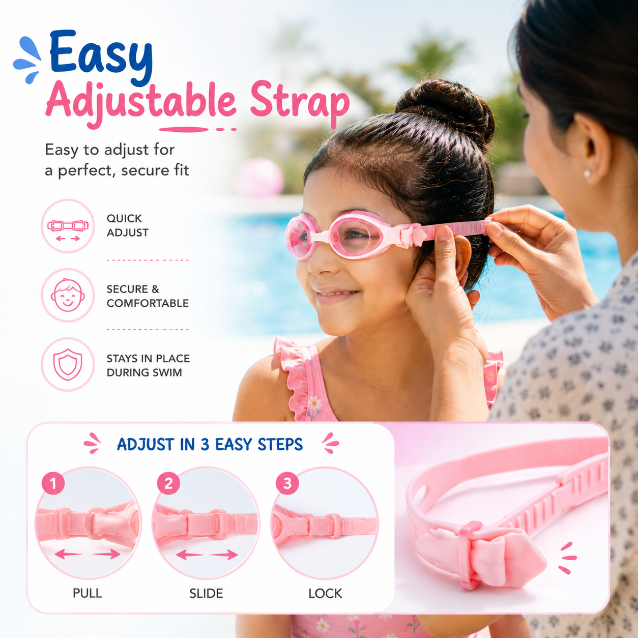 TWOO Kidz Swim Goggles for Kids 3+ Years | Anti-Fog Swimming Goggles with Soft Cloth & Silicone Straps | Adjustable Kids Swim Goggles for Boys & Girls