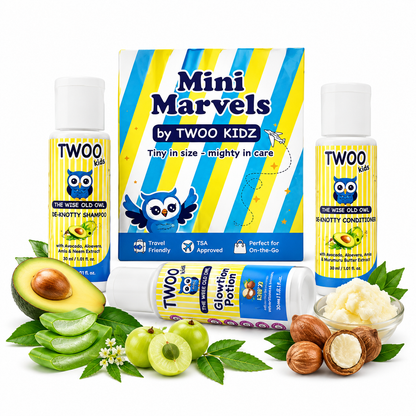 TWOO Kidz Mini Marvels Travel Kit for Kids | Shampoo, Conditioner & SPF Lotion Combo | Age 3+ | 30 ml x 3