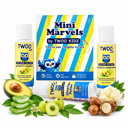 TWOO Kidz Mini Marvels Travel Kit for Kids | Shampoo, Conditioner & SPF Lotion Combo | Age 3+ | 30 ml x 3