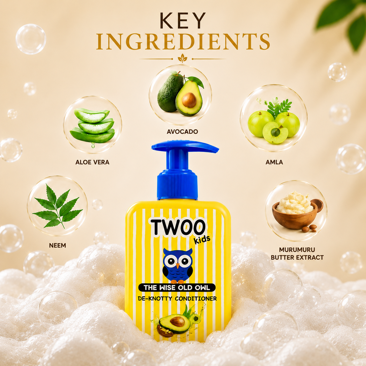 TWOO Kidz De-Knotty Conditioner for Kids | Soft Smooth & Tangle-Free Hair Care | Age 3+ | 250 ml
