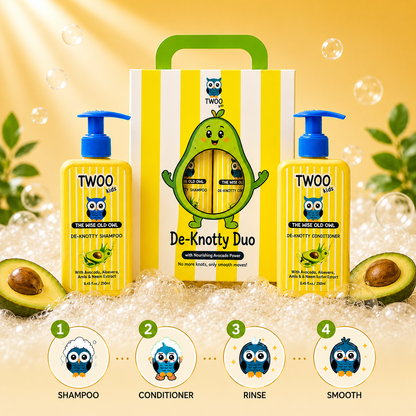 TWOO Kidz De-Knotty Duo Hair Care Combo | Shampoo & Conditioner for Smooth Tangle-Free Hair | Age 3+ | Combo Pack