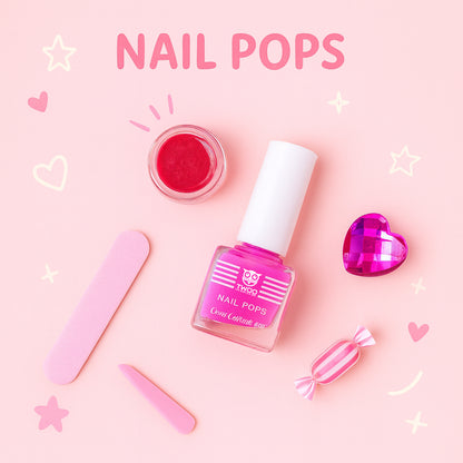 TWOO Kidz Nail Pops for Kids | Glam Girl Pink Non-Toxic Nail Paint | Age 3+ | 5 ml