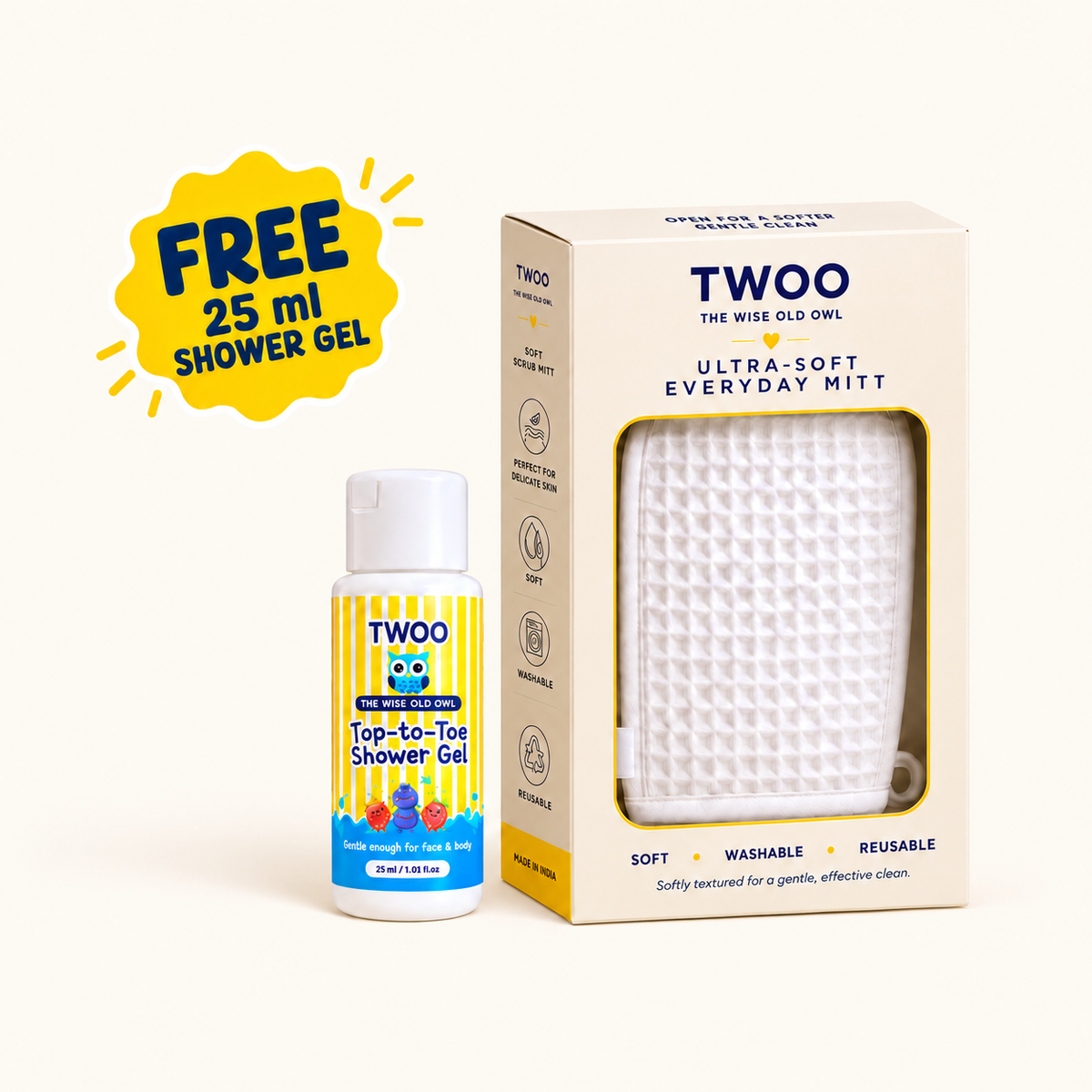 TWOO Everyday Bath Mitt + Top-to-Toe Shower Gel 25 ml