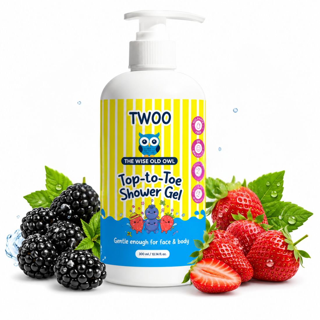 TWOO Kidz Top-to-Toe Shower Gel for Kids | Gentle Head-to-Toe Cleansing | Age 3+ | 300ml