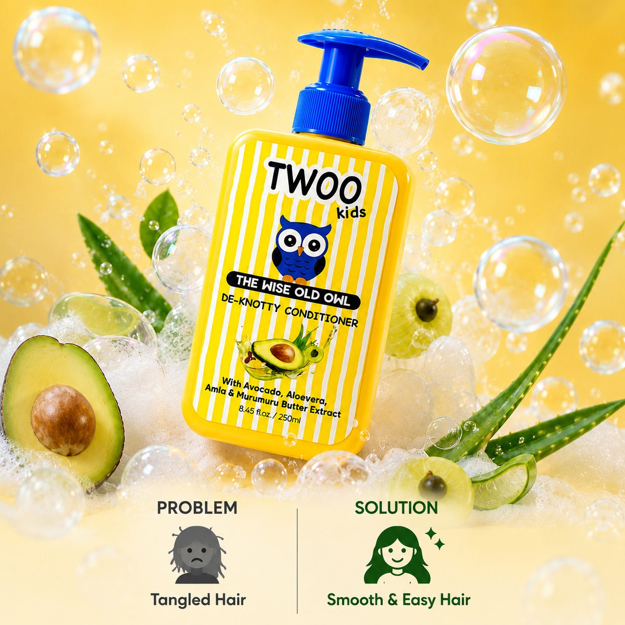 TWOO Kidz De-Knotty Conditioner for Kids | Soft Smooth & Tangle-Free Hair Care | Age 3+ | 250 ml