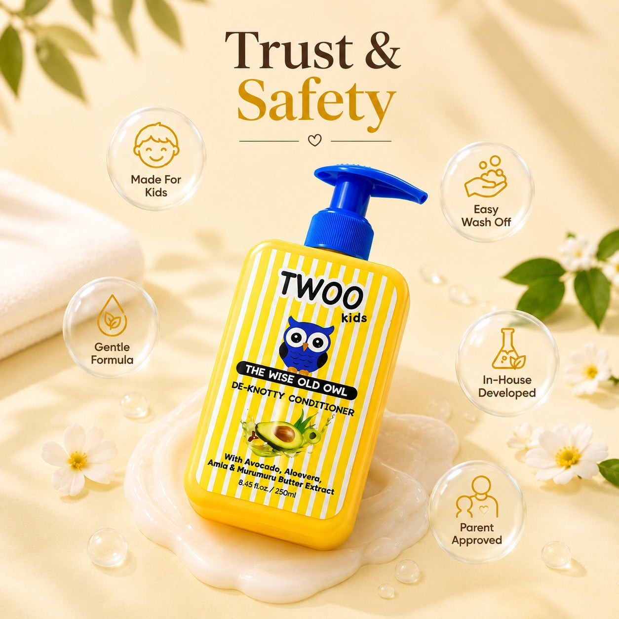 TWOO Kidz De-Knotty Conditioner for Kids | Soft Smooth & Tangle-Free Hair Care | Age 3+ | 250 ml