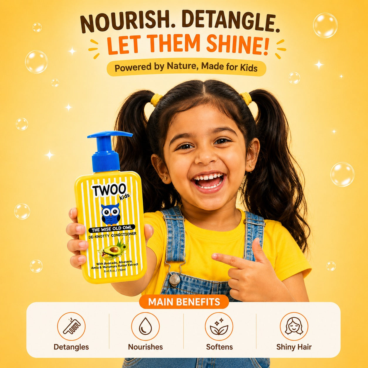 TWOO Kidz De-Knotty Conditioner for Kids | Soft Smooth & Tangle-Free Hair Care | Age 3+ | 250 ml