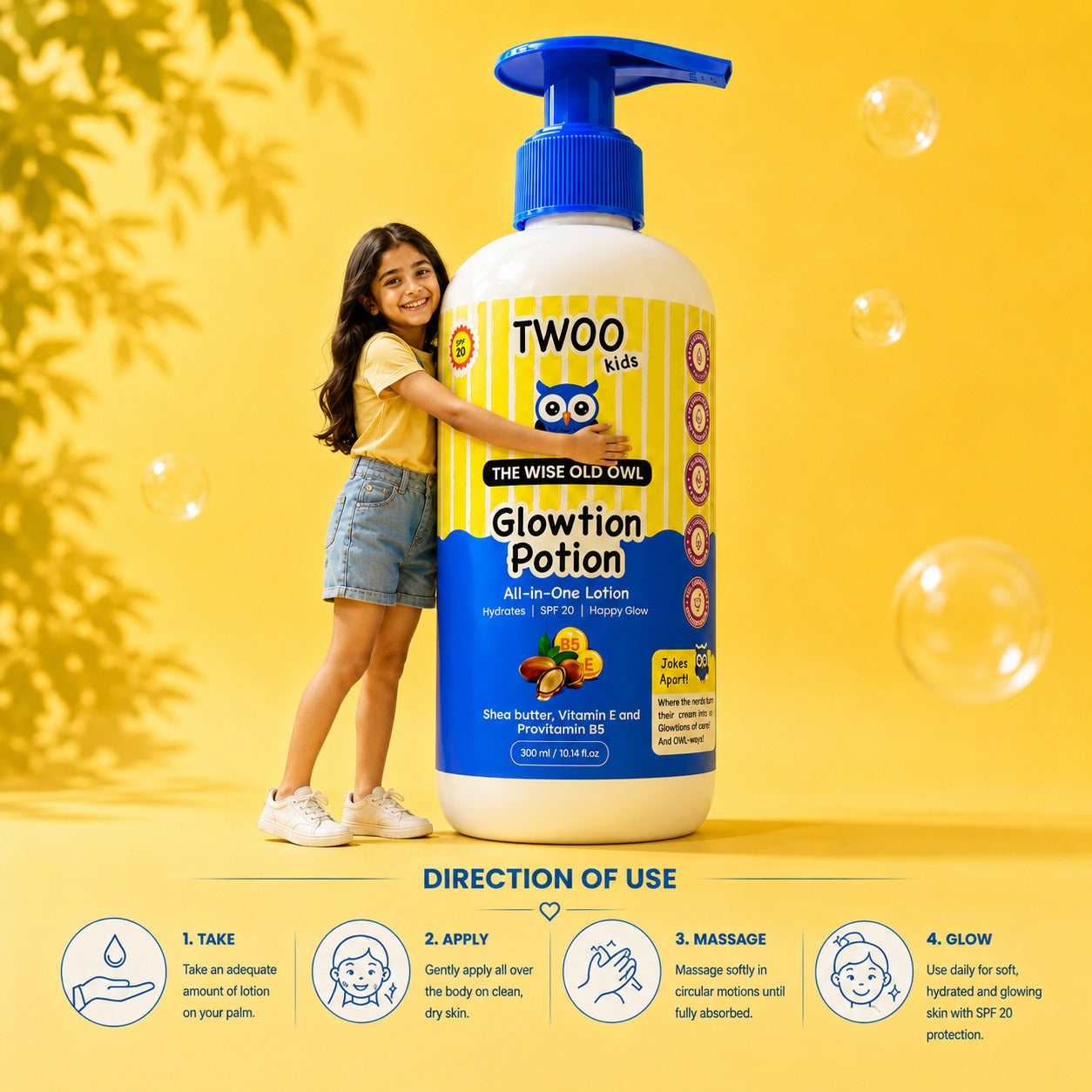 TWOO Kidz SPF Glowtion Potion for Kids | SPF 20 Gentle Hydrating Body Lotion | Age 3+ | 100 ml