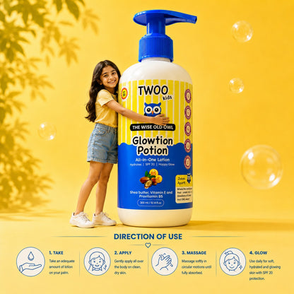 TWOO Kidz SPF Glowtion Potion for Kids | SPF 20 Gentle Hydrating Body Lotion | Age 3+ | 100 ml