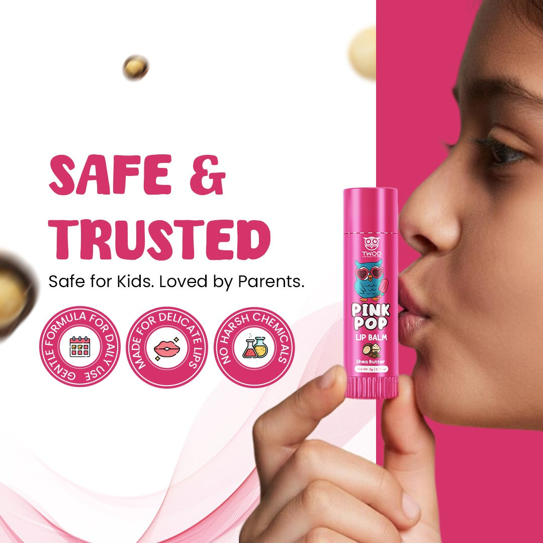 TWOO Kidz Pink Pop Lip Balm – Shea Butter | Tinted Moisture | 5g