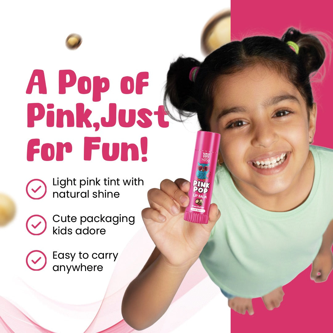 TWOO Kidz Pink Pop Lip Balm – Shea Butter | Tinted Moisture | 5g