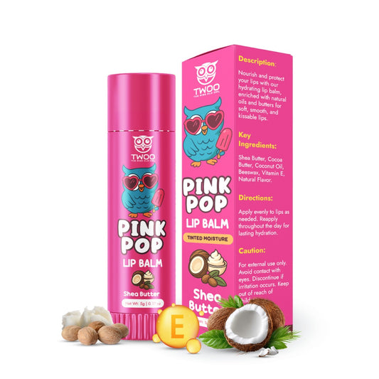 TWOO Kidz Pink Pop Lip Balm for Kids | Hydrating Tinted Lip Care | Age 3+ | 5 g