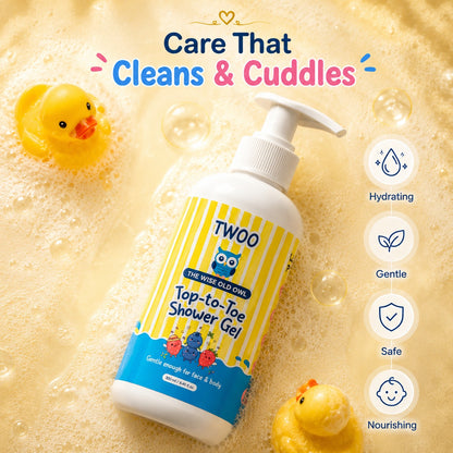TWOO Kidz Top-to-Toe Shower Gel for Kids | Gentle Head-to-Toe Cleansing | Age 3+ | 300ml