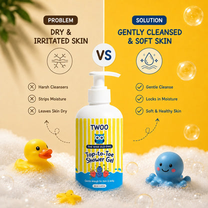 TWOO Kidz Top-to-Toe Shower Gel for Kids | Gentle Head-to-Toe Cleansing | Age 3+ | 300ml