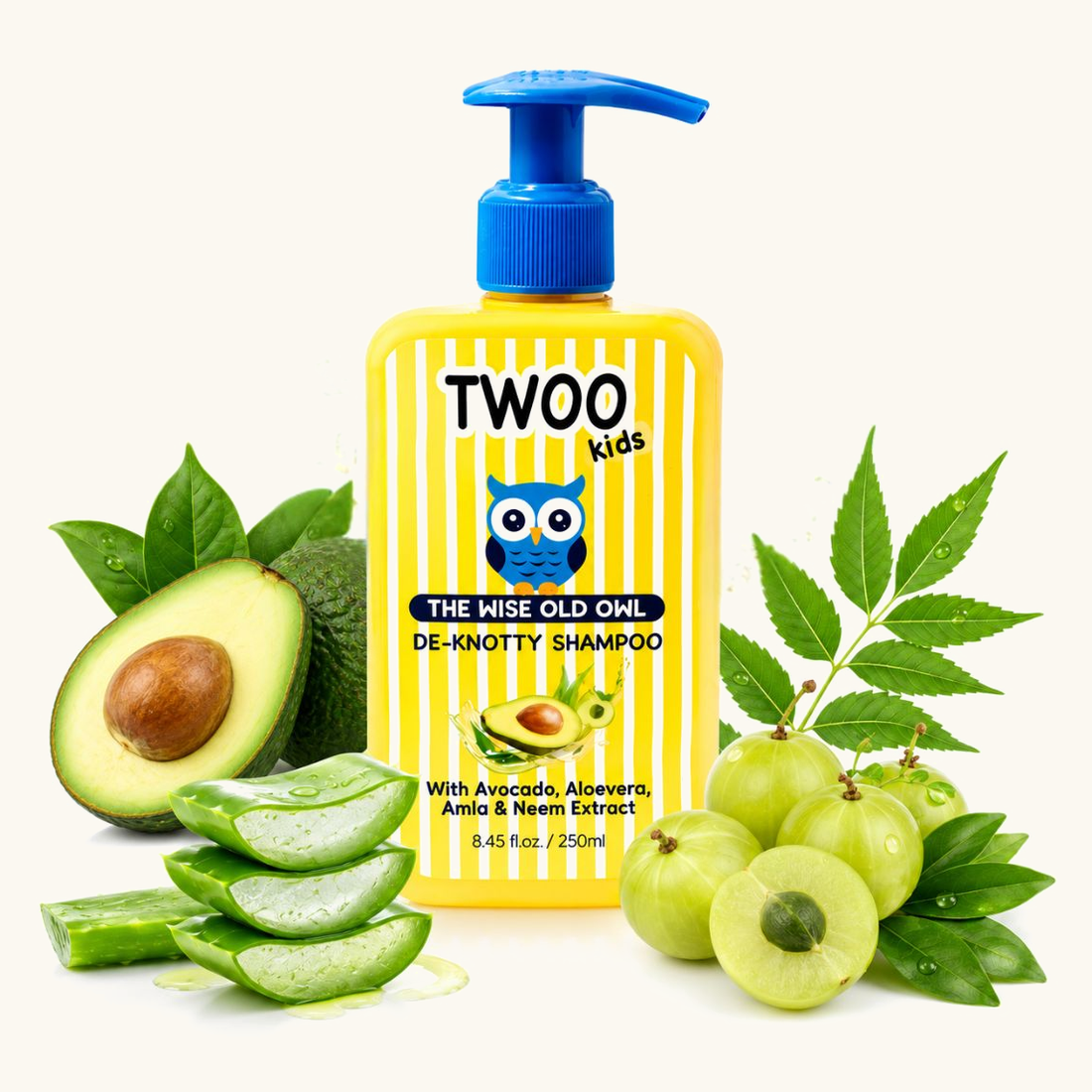 TWOO Kids De-Knotty aloe vera shampoo with avocado, amla and neem extract