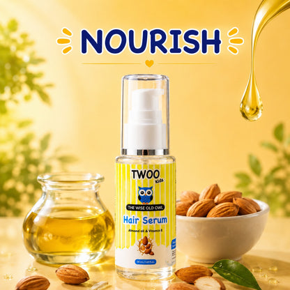 TWOO Kids hair serum for hair growth support, made with almond oil and vitamin E