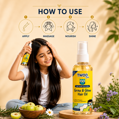 How to use TWOO Kids hair oil — apply, massage, nourish and shine