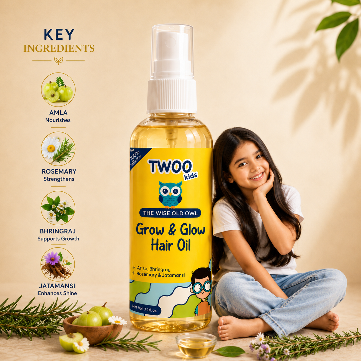 Key ingredients in this hair oil for hair growth — amla, rosemary, bhringraj and jatamansi