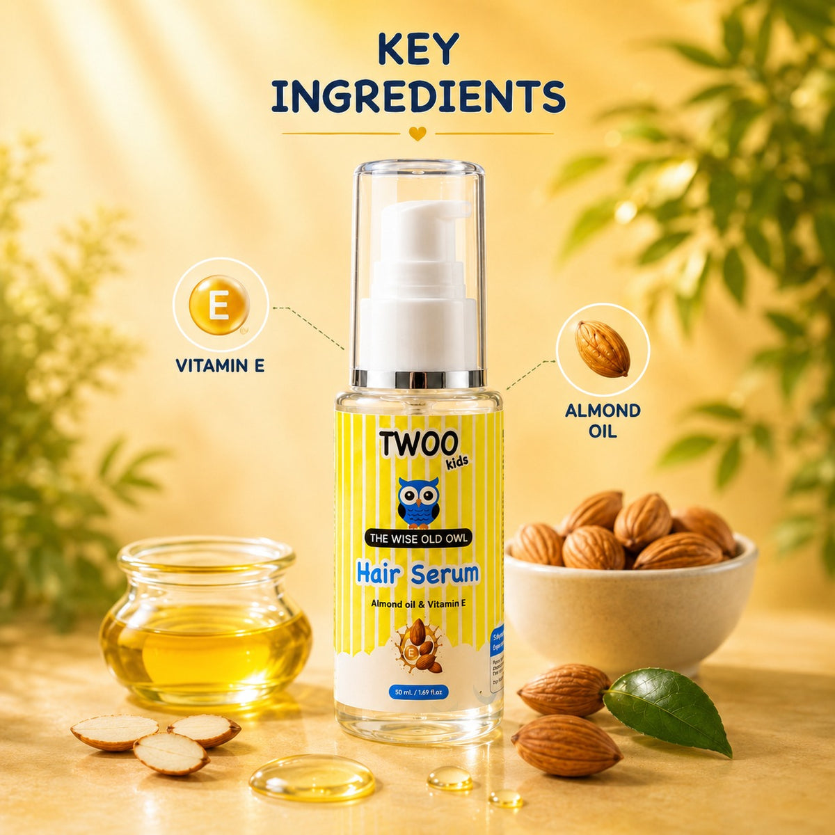 Key ingredients in this hair serum for frizzy hair — almond oil and vitamin E