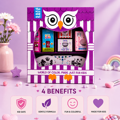 Kids makeup kit benefits — kid-safe, gentle formula, fun and colourful, made for kids